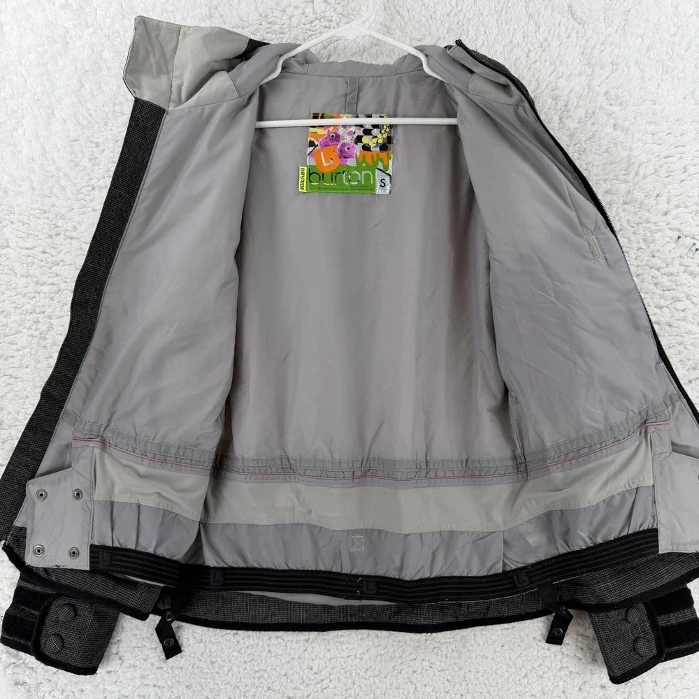 Burton Dryride Jacket Womens Small Gray Check Hooded Insulated Ski‎ Snowboard